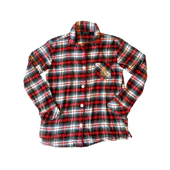 Lauren Ralph Lauren Cotton Viscose Plaid Printed Pajama Button up Shirt Size Sma - Picture 6 of 7